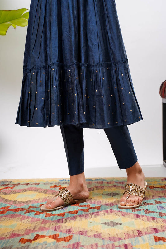 Kids formal clothes | Navy Blue & Gold | Formal 3 Piece Suit | Viscose Chambray Katan | KDD-03236