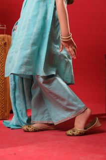 Kids Eid Dress | S.Green& Multicolor | Casual Plus 3 Piece Suit | Cotton Dobby | KBD-03312