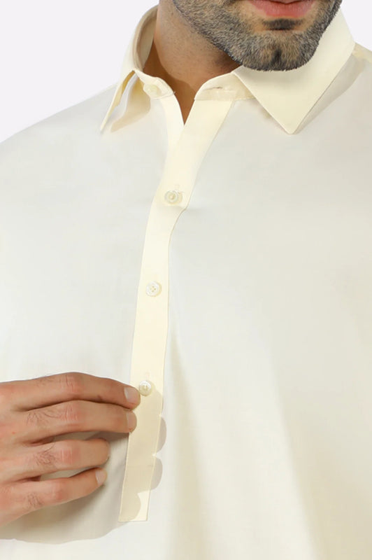 Cream Wash & Wear Shalwar Kameez
