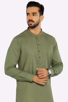 Olive Wash & Wear Shalwar Kameez