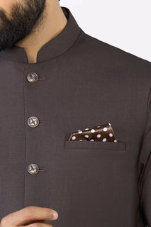 Coffee Brown Shalwar Kameez with Waistcoat