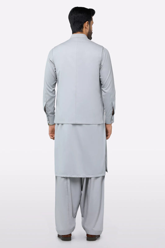 Light Grey Shalwar Kameez with Waistcoat