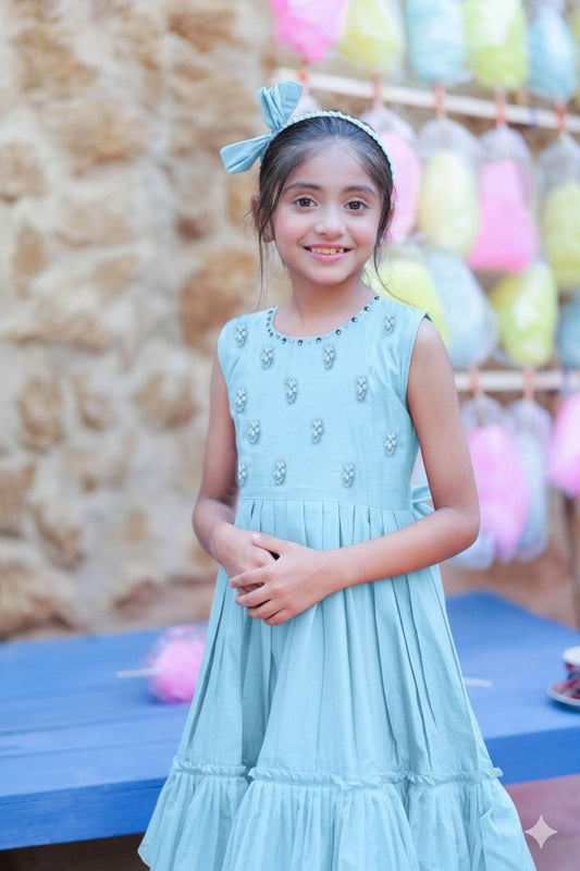 Kids formal clothes | Green & Gold | Formal 3 Piece Suit | Viscose Chambray Katan | KDD-03357